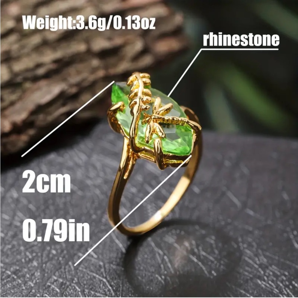 Dragonfly & Laurel Green & gold ring - Picture 8 of 11